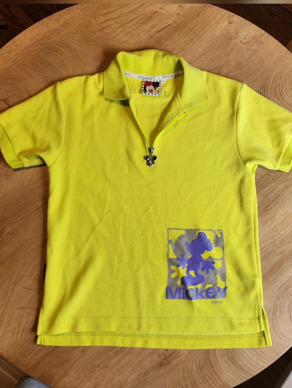 Mickey Mouse Neon Green Short-Sleeve Polo Tee